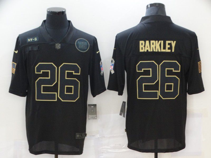 Men New York Giants #26 Barkley Black gold lettering 2020 Nike NFL Jersey